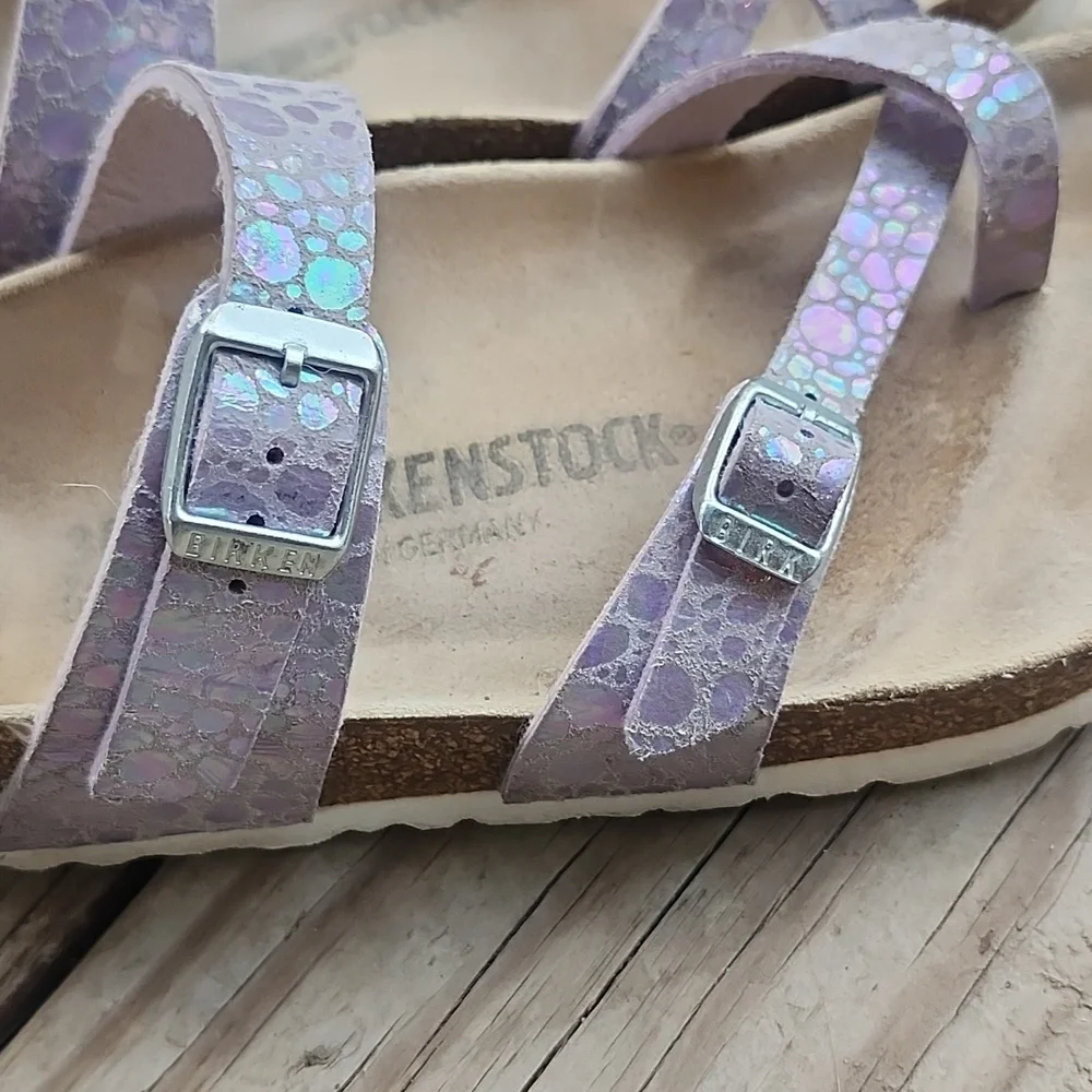 Birkenstock Mayari Lilac Snake Embossed Sandals 7.5 or 38 - Picture 4 of 10